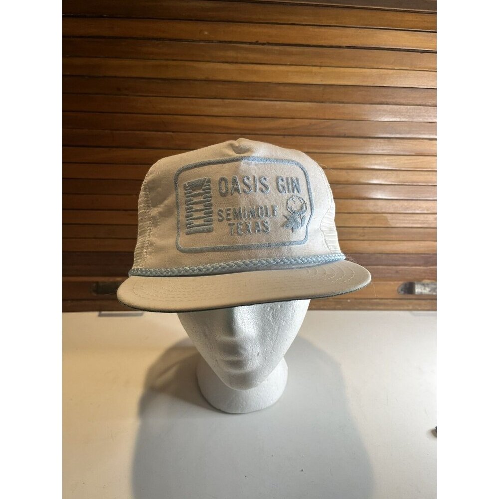 Oasis Gin Seminole Texas TX Baseball Trucker Cap Hat Light Blue Rope Snapback